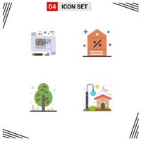 paquete de interfaz de usuario de 4 iconos planos básicos de arquitectura etiqueta piso precio bosque elementos de diseño vectorial editables vector