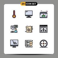 Universal Icon Symbols Group of 9 Modern Filledline Flat Colors of toast user calendar support chat Editable Vector Design Elements