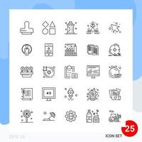 Modern Pack of 25 Icons Line Outline Symbols isolated on White Backgound for Website designing Creative Black Icon vector background