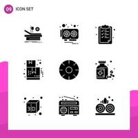 Glyph Icon set Pack of 9 Solid Icons isolated on White Background for responsive Website Design Print and Mobile Applications Creative Black Icon vector background