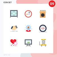 paquete de interfaz de usuario de 9 colores planos básicos de ubicación gps instalar negocios agitando elementos de diseño vectorial editables a mano vector