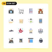 Mobile Interface Flat Color Set of 16 Pictograms of people home shopping family page Editable Pack of Creative Vector Design Elements