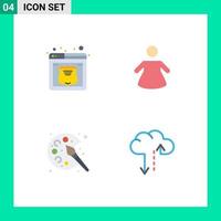 Mobile Interface Flat Icon Set of 4 Pictograms of hosting hobby web color data Editable Vector Design Elements