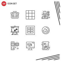 Set of 9 Vector Outlines on Grid for layout design soldier stats data Editable Vector Design Elements