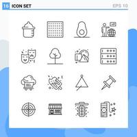 Modern 16 Line style icons Outline Symbols for general use Creative Line Icon Sign Isolated on White Background 16 Icons Pack Creative Black Icon vector background