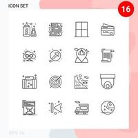 16 Thematic Vector Outlines and Editable Symbols of cloud pay home payment card Editable Vector Design Elements