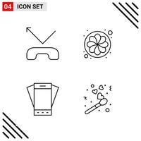 Pixle Perfect Set of 4 Line Icons Outline Icon Set for Webite Designing and Mobile Applications Interface Creative Black Icon vector background