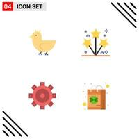 Pack of 4 creative Flat Icons of duck building spring party patrick Editable Vector Design Elements