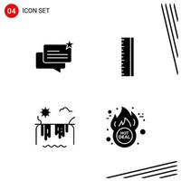 Collection of 4 Vector Icons in solid style Pixle Perfect Glyph Symbols for Web and Mobile Solid Icon Signs on White Background 4 Icons Creative Black Icon vector background