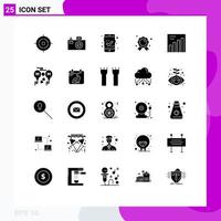 Modern Set of 25 Solid Glyphs and symbols such as love balloons mobile access graph education Editable Vector Design Elements