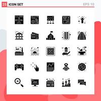 Collection of 25 Vector Icons in solid style Modern Glyph Symbols for Web and Mobile Solid Icon Sign Isolated on White Background 25 Icons Creative Black Icon vector background