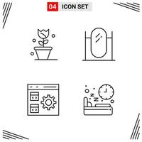 4 Icons Line Style Grid Based Creative Outline Symbols for Website Design Simple Line Icon Signs Isolated on White Background 4 Icon Set Creative Black Icon vector background