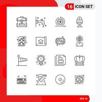 Universal Icon Symbols Group of 16 Modern Outlines of planning egg investment easter boiled Editable Vector Design Elements