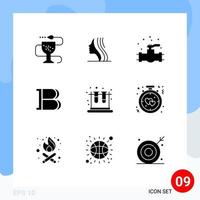 Pack of 9 Modern Solid Glyphs Signs and Symbols for Web Print Media such as school crypto face coin system Editable Vector Design Elements