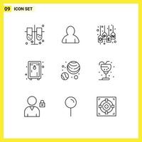 9 Thematic Vector Outlines and Editable Symbols of galaxy garden sale park locker Editable Vector Design Elements