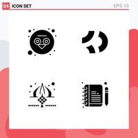 Solid Glyph Pack of 4 Universal Symbols of knowledge decoration game credits crypto currency eid Editable Vector Design Elements