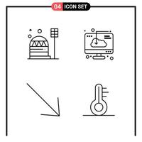 Set of 4 Line Style Icons for web and mobile Outline Symbols for print Line Icon Signs Isolated on White Background 4 Icon Set Creative Black Icon vector background