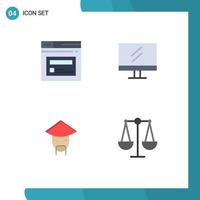 Pictogram Set of 4 Simple Flat Icons of internet monk website school balance Editable Vector Design Elements