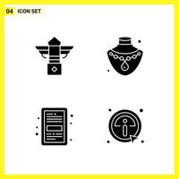 4 Icon Set Simple Solid Symbols Glyph Sign on White Background for Website Design Mobile Applications and Print Media Creative Black Icon vector background