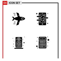 4 General Icons for website design print and mobile apps 4 Glyph Symbols Signs Isolated on White Background 4 Icon Pack Creative Black Icon vector background