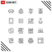 16 Universal Outlines Set for Web and Mobile Applications tablet ipad sweet devices ecommerce Editable Vector Design Elements