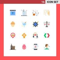 Group of 16 Modern Flat Colors Set for day interaction website human brain Editable Pack of Creative Vector Design Elements