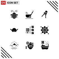 Pixle Perfect Set of 9 Solid Icons Glyph Icon Set for Webite Designing and Mobile Applications Interface Creative Black Icon vector background