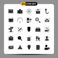 25 Black Icon Pack Glyph Symbols Signs for Responsive designs on white background 25 Icons Set Creative Black Icon vector background