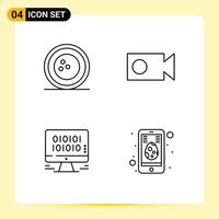 Set of 4 Modern UI Icons Symbols Signs for awards development skittles record web Editable Vector Design Elements
