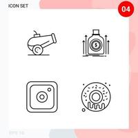 Vector Pack of 4 Icons in Line Style Creative Outline Pack isolated on White Background for Web and Mobile Creative Black Icon vector background