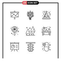 Set of 9 Line Style Icons for web and mobile Outline Symbols for print Line Icon Signs Isolated on White Background 9 Icon Set Creative Black Icon vector background