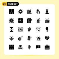25 iconos creativos signos y símbolos modernos de elementos de diseño vectorial editables gráfico de figura de error de roca de carrete de película vector