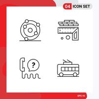 Stock Vector Icon Pack of 4 Line Signs and Symbols for atom help biochemistry level service Editable Vector Design Elements