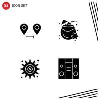 Universal Icon Symbols Group of 4 Modern Solid Glyphs of gps generate coconut summer options Editable Vector Design Elements