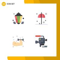 4 concepto de icono plano para sitios web móviles y aplicaciones linterna mancuerna eid seguridad deporte elementos de diseño vectorial editables vector