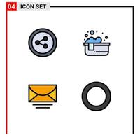 Stock Vector Icon Pack of 4 Line Signs and Symbols for share global hot bath mail ring Editable Vector Design Elements