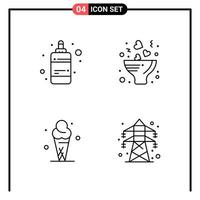 Set of 4 Line Style Icons for web and mobile Outline Symbols for print Line Icon Signs Isolated on White Background 4 Icon Set Creative Black Icon vector background