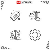 4 Icons Line Style Grid Based Creative Outline Symbols for Website Design Simple Line Icon Signs Isolated on White Background 4 Icon Set Creative Black Icon vector background