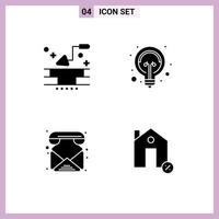 4 Universal Solid Glyphs Set for Web and Mobile Applications brick email wall light call Editable Vector Design Elements