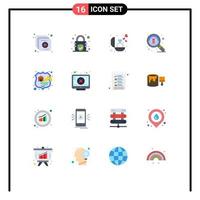 User Interface Pack of 16 Basic Flat Colors of storage hosting present firewall search Editable Pack of Creative Vector Design Elements