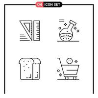 Set of 4 Line Style Icons for web and mobile Outline Symbols for print Line Icon Signs Isolated on White Background 4 Icon Set Creative Black Icon vector background