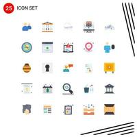 Pictogram Set of 25 Simple Flat Colors of hill server air database computer Editable Vector Design Elements