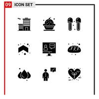 Pictogram Set of 9 Simple Solid Glyphs of communication up bath arrows slippers Editable Vector Design Elements