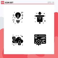 Set of Modern UI Icons Symbols Signs for bulb lock lighting farming api Editable Vector Design Elements