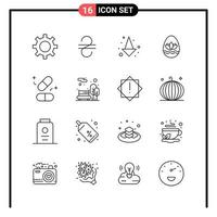 conjunto de 16 iconos de estilo de línea para web y símbolos de esquema móvil para signos de icono de línea de impresión aislados en fondo blanco 16 conjunto de iconos fondo de vector de icono negro creativo