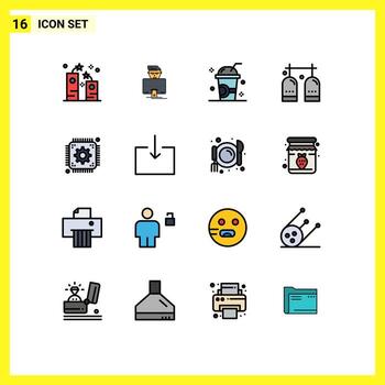 16 líneas rellenas de colores planos vectoriales temáticos y símbolos editables de actividades de programador de buceo con gas batido elementos de diseño de vectores creativos editables