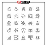 25 User Interface Line Pack of modern Signs and Symbols of compass weight data mass reference Editable Vector Design Elements