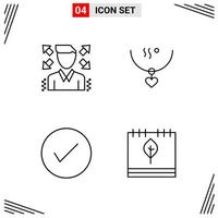 4 Icons Line Style Grid Based Creative Outline Symbols for Website Design Simple Line Icon Signs Isolated on White Background 4 Icon Set Creative Black Icon vector background