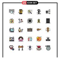 Universal Icon Symbols Group of 25 Modern Filled line Flat Colors of secure server cupsakes stick cupcake baking Editable Vector Design Elements