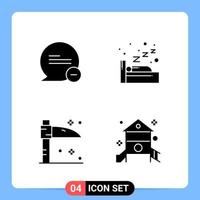 4 Solid Black Icon Pack Glyph Symbols for Mobile Apps isolated on white background 4 Icons Set Creative Black Icon vector background